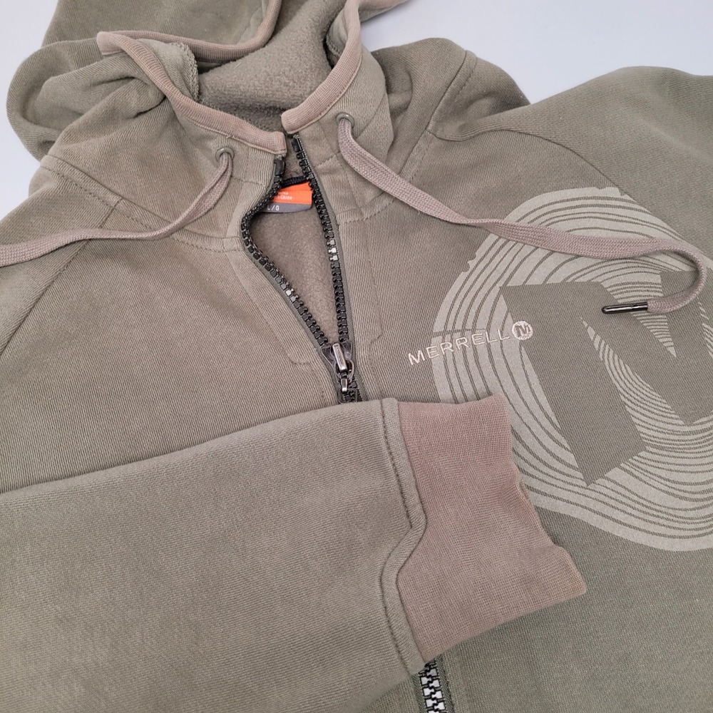 Merrell Full Zip Hoodie Mens Large Olive Green Excellent Graphic Fleece Jacket - Picture 7 of 7